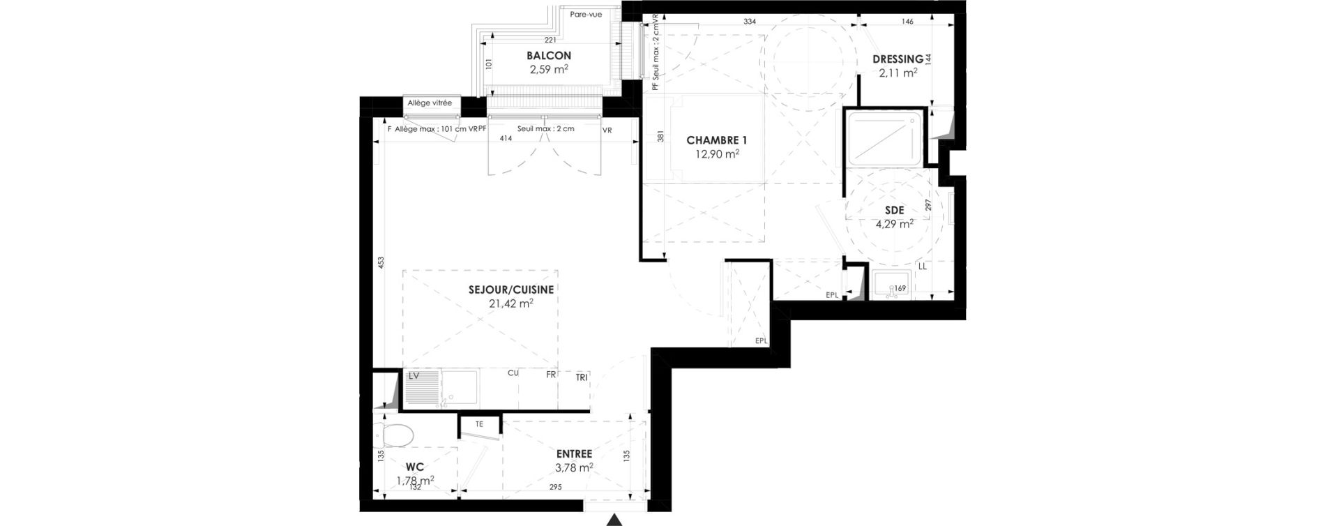 Appartement T2 de 46,28 m2 &agrave; Meaux Beauval