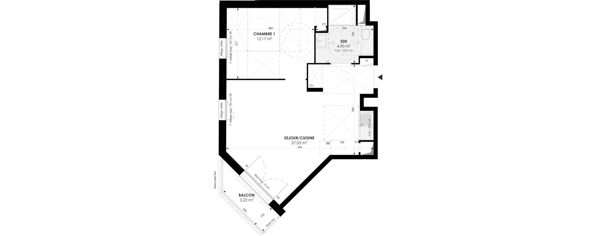 Appartement T2 de 44,11 m2 &agrave; Meaux Beauval