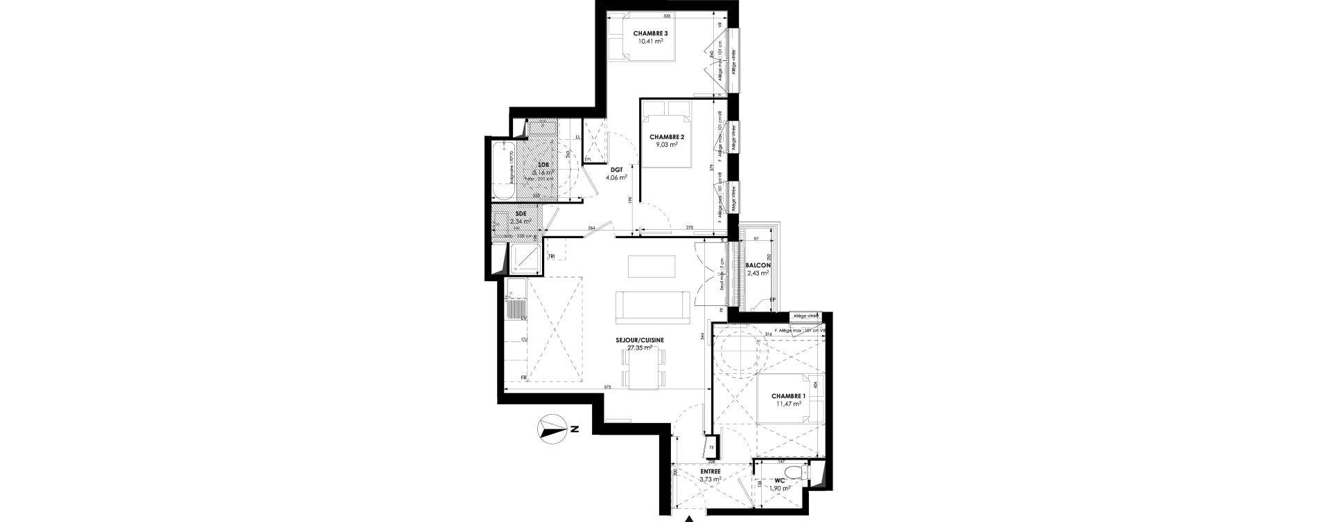 Appartement T4 de 75,45 m2 &agrave; Meaux Beauval