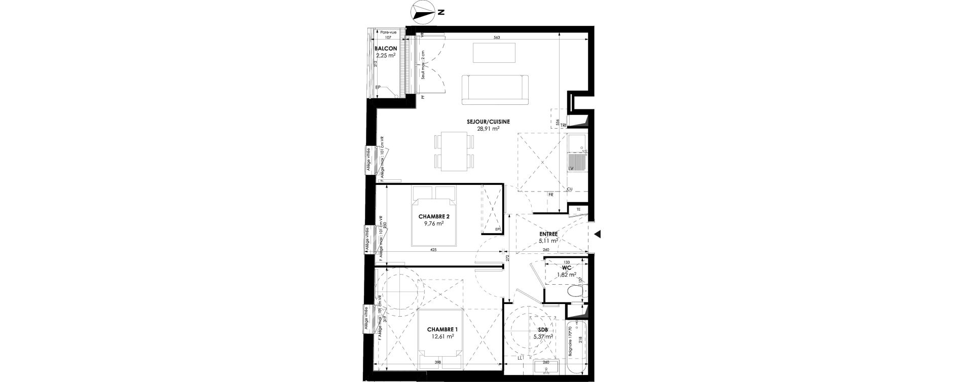 Appartement T3 de 63,57 m2 &agrave; Meaux Beauval
