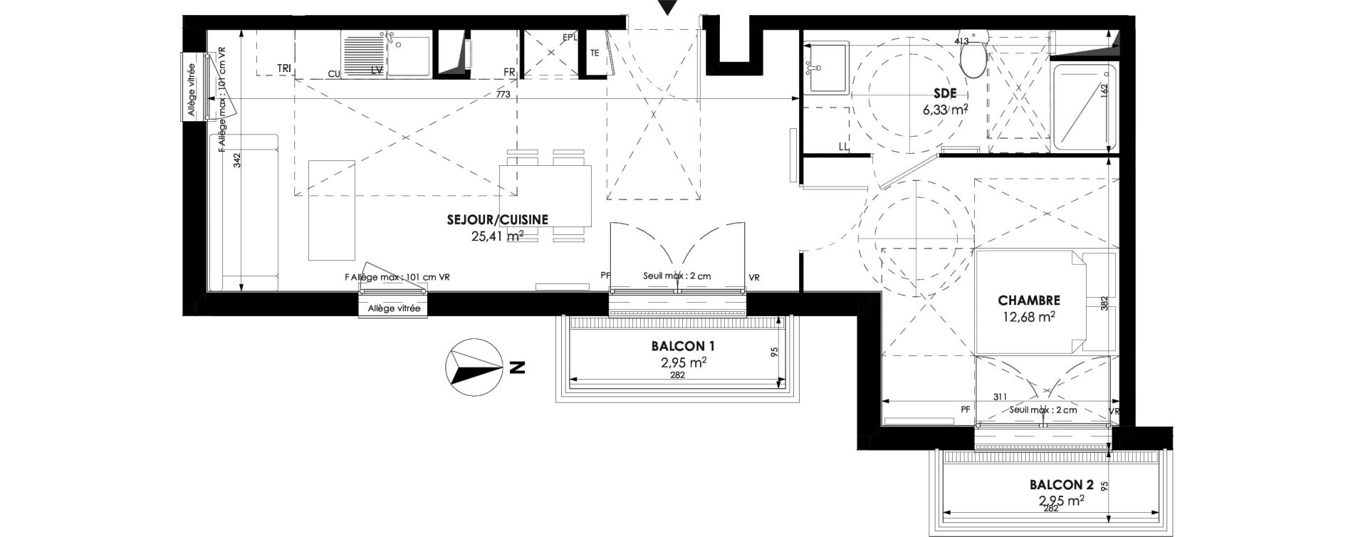 Appartement T2 de 44,41 m2 &agrave; Meaux Beauval