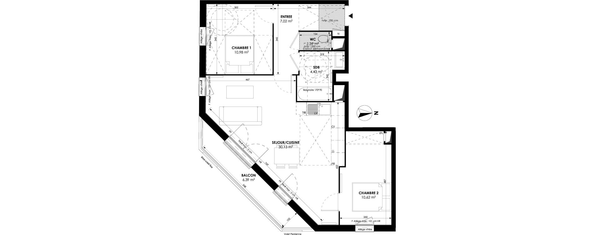 Appartement T3 de 64,67 m2 &agrave; Meaux Beauval