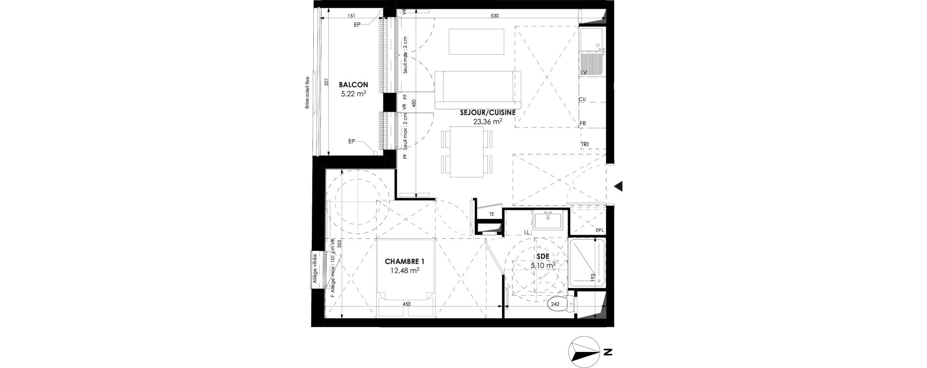 Appartement T2 de 40,94 m2 &agrave; Meaux Beauval