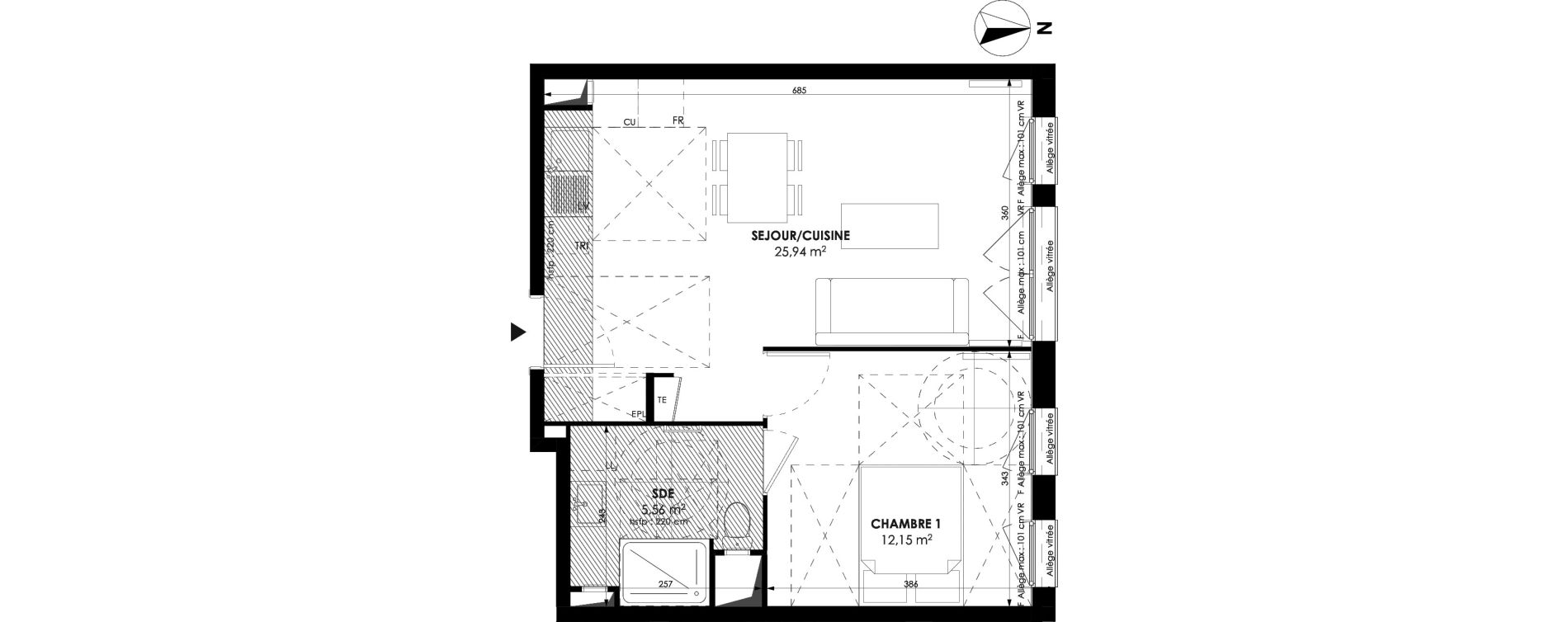Appartement T2 de 43,66 m2 &agrave; Meaux Beauval