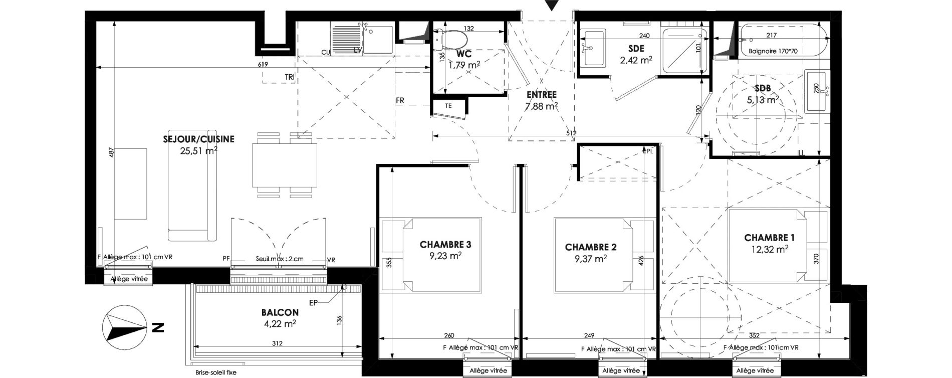 Appartement T4 de 73,66 m2 &agrave; Meaux Beauval