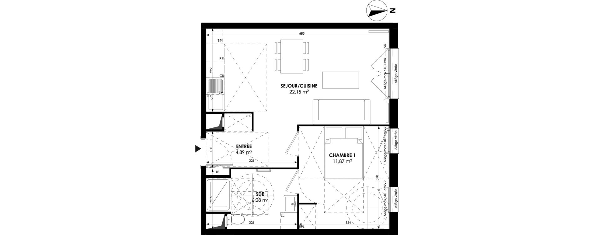 Appartement T2 de 45,19 m2 &agrave; Meaux Beauval