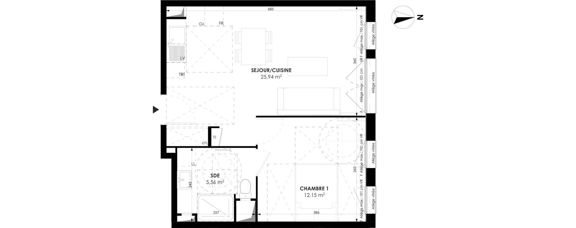 Appartement T2 de 43,66 m2 &agrave; Meaux Beauval