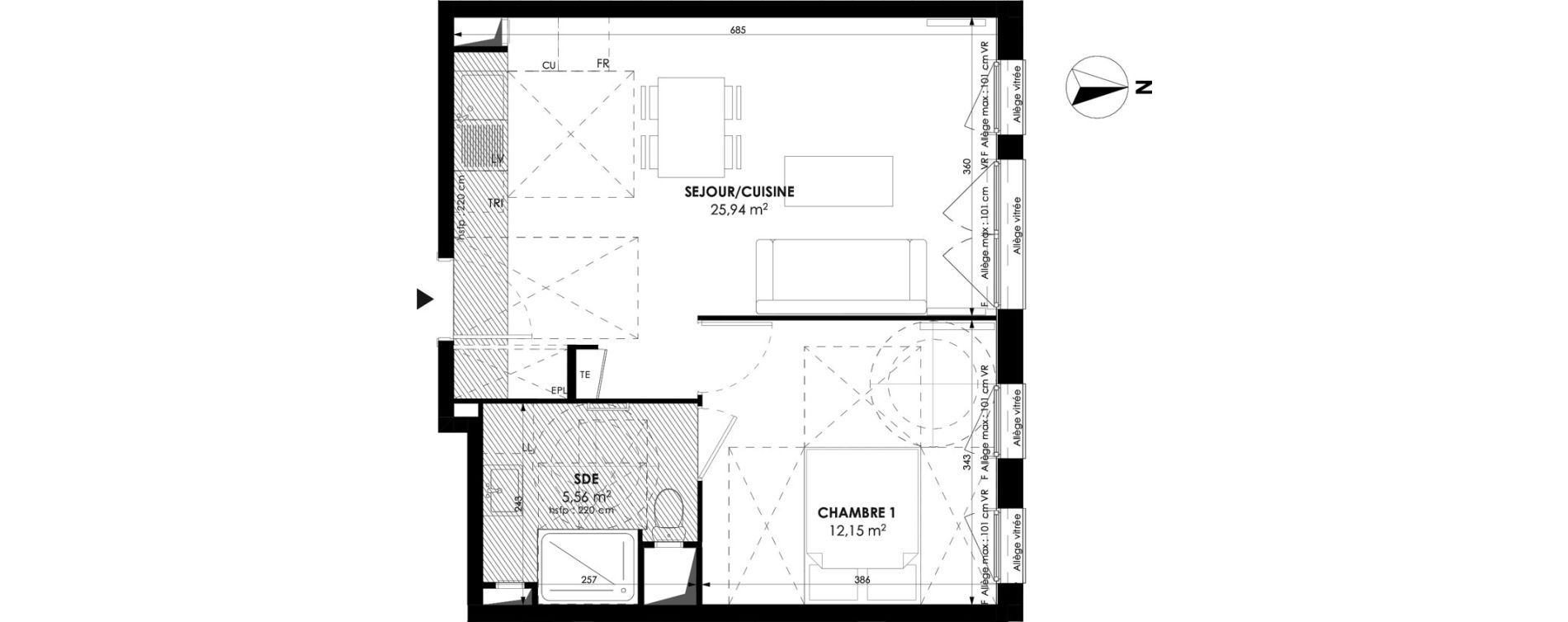 Appartement T2 de 43,65 m2 &agrave; Meaux Beauval