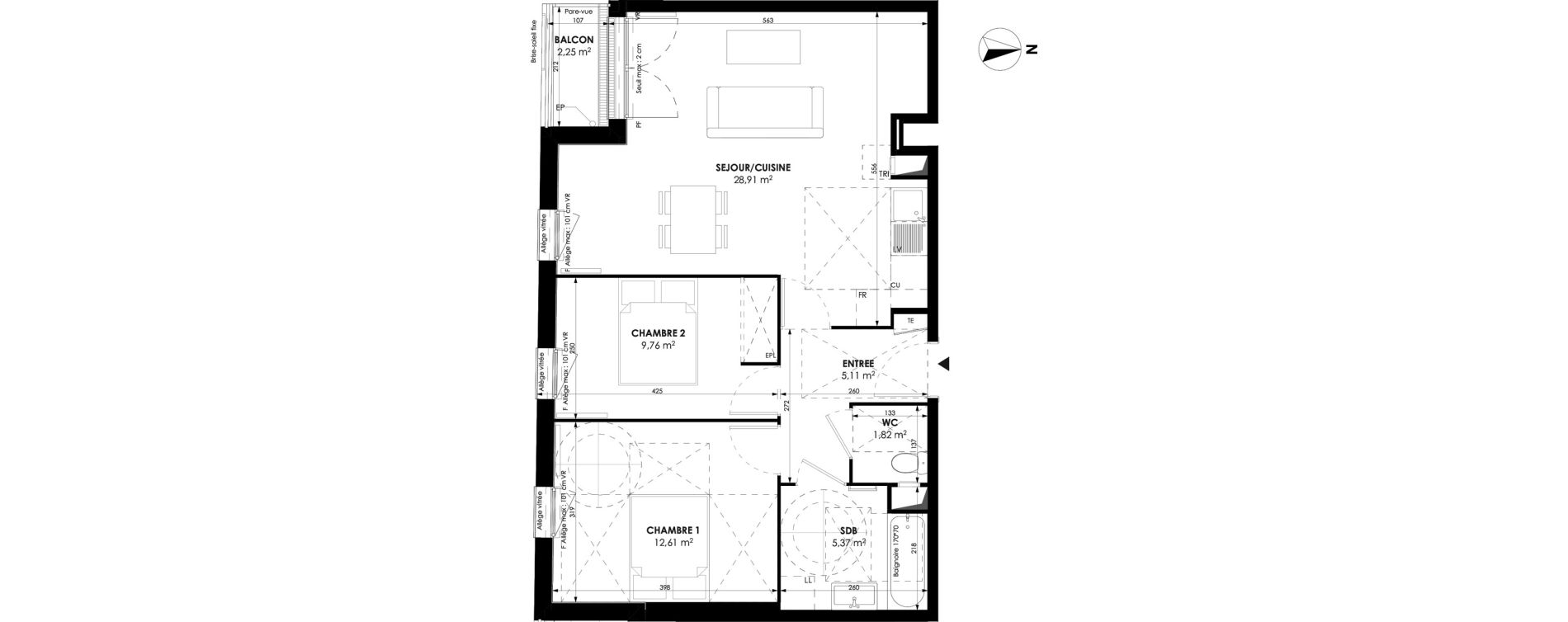 Appartement T3 de 63,58 m2 &agrave; Meaux Beauval