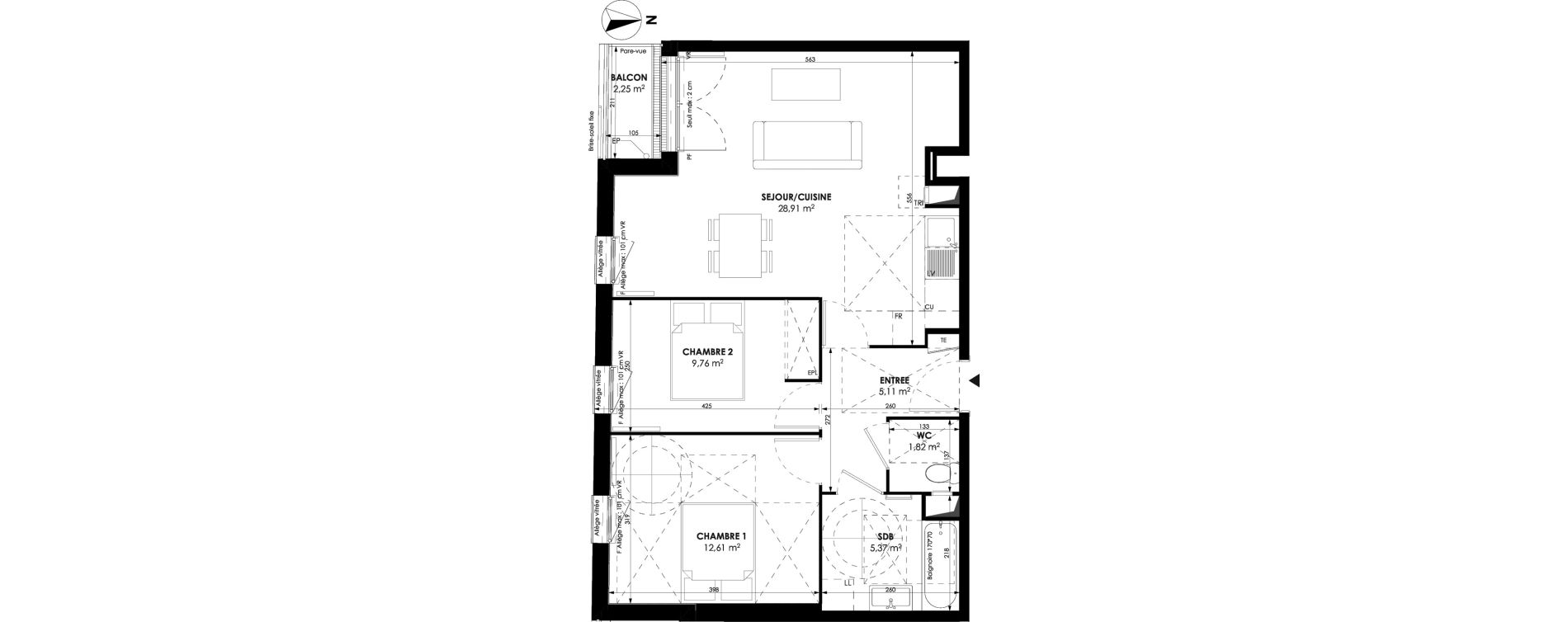 Appartement T3 de 63,58 m2 &agrave; Meaux Beauval