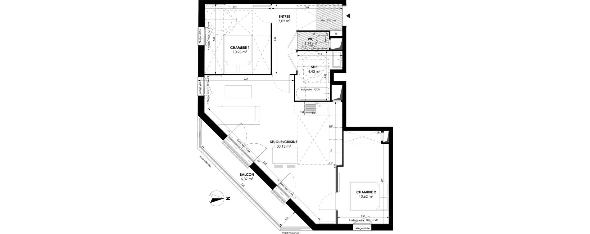 Appartement T3 de 64,57 m2 &agrave; Meaux Beauval