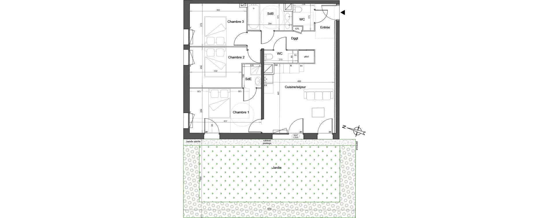 Appartement T4 de 73,00 m2 &agrave; Melun Woodi