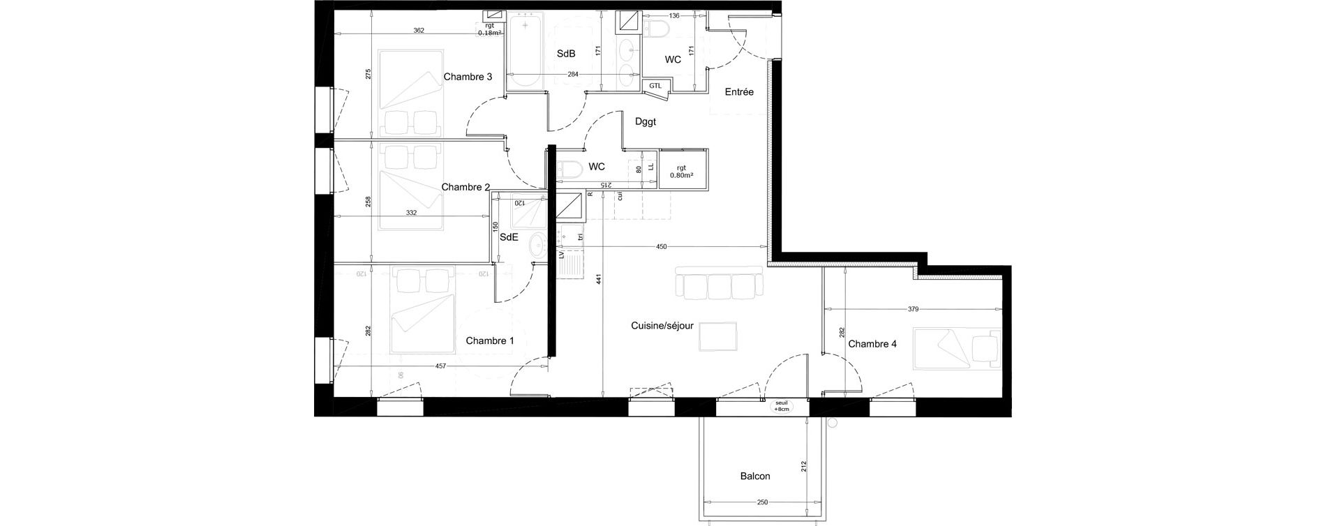 Appartement T5 de 85,50 m2 &agrave; Melun Woodi