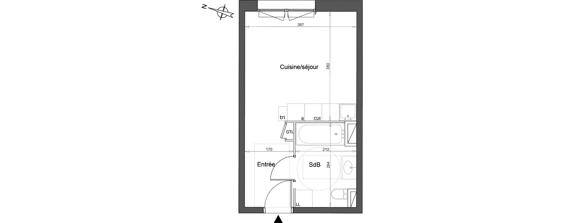 Appartement T1 de 25,30 m2 &agrave; Melun Woodi
