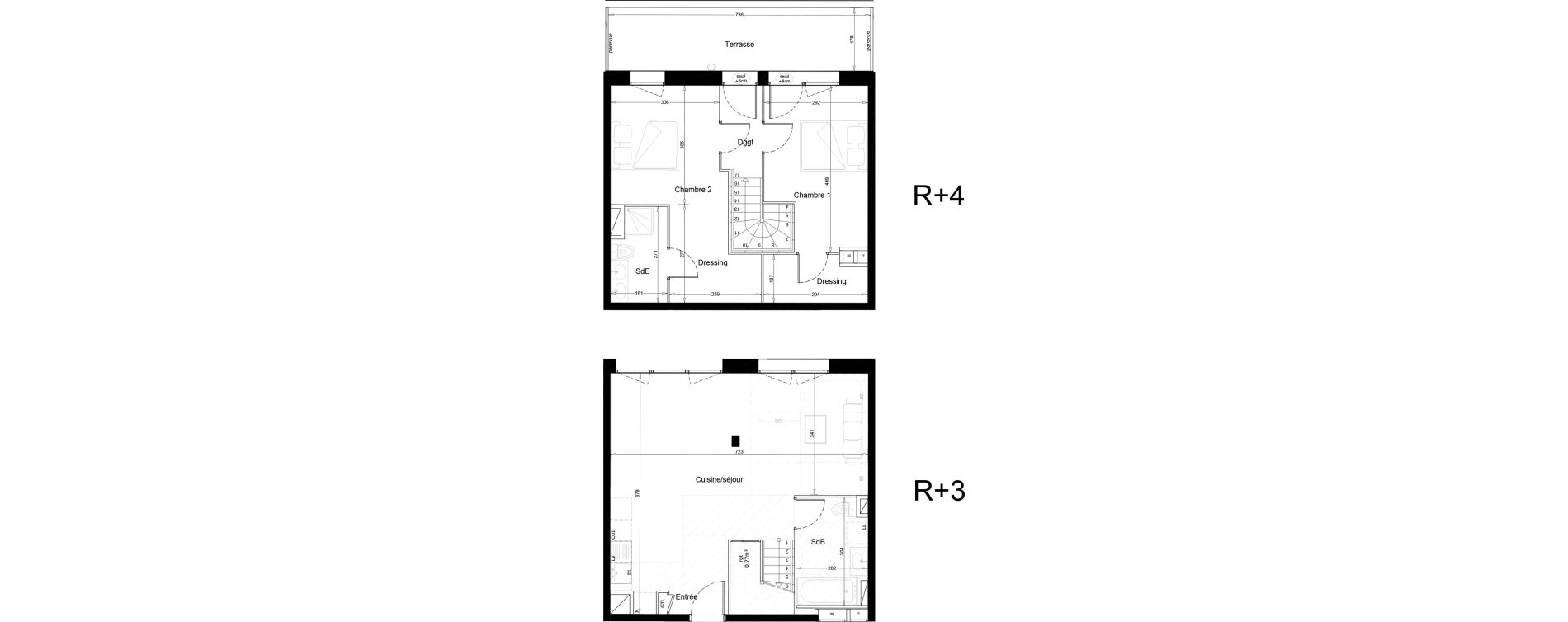 Duplex T3 de 83,50 m2 &agrave; Melun Woodi