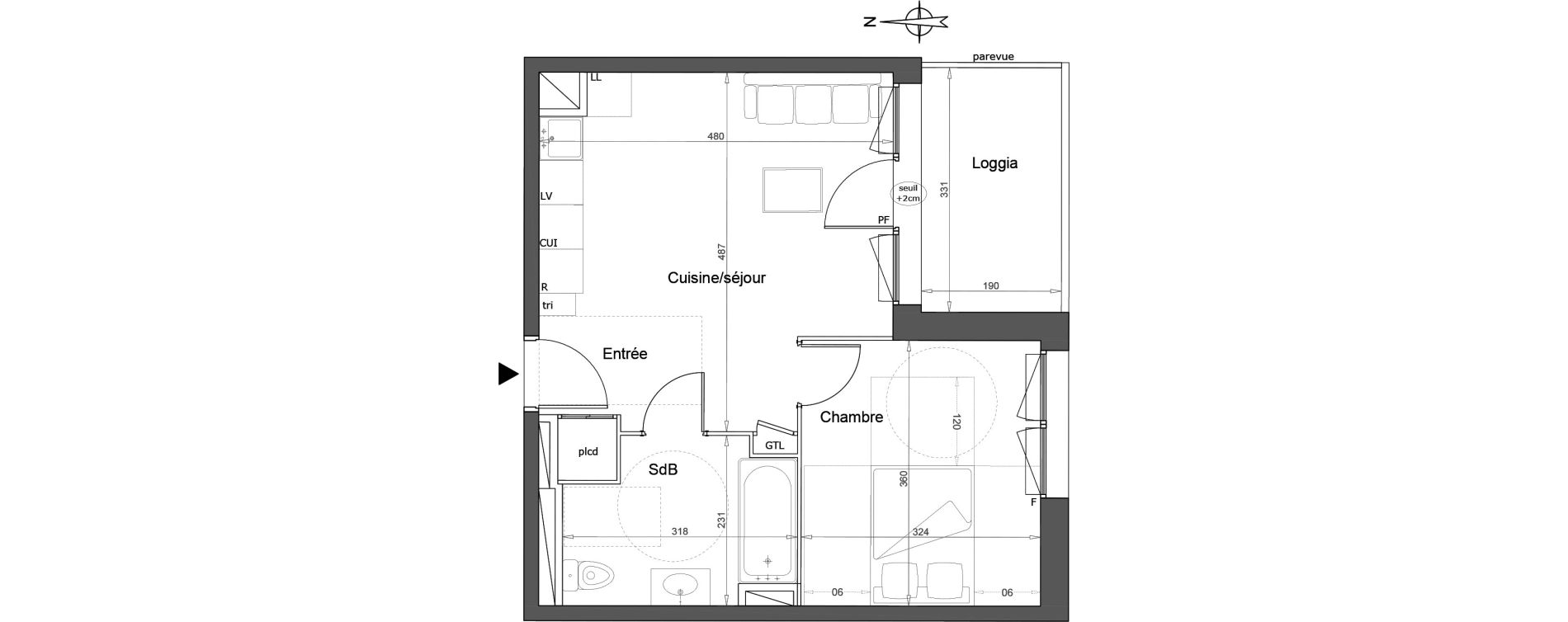 Appartement T2 de 39,90 m2 &agrave; Melun Woodi