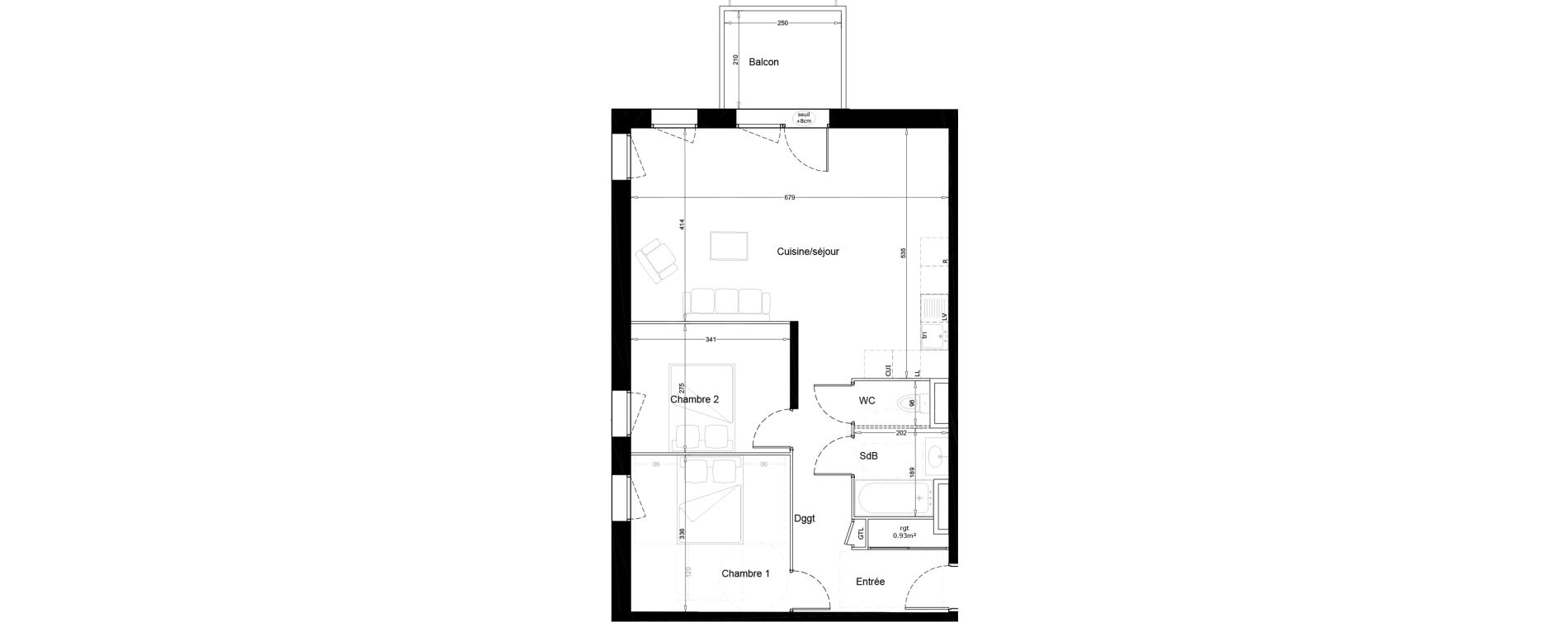 Appartement T3 de 68,10 m2 &agrave; Melun Woodi