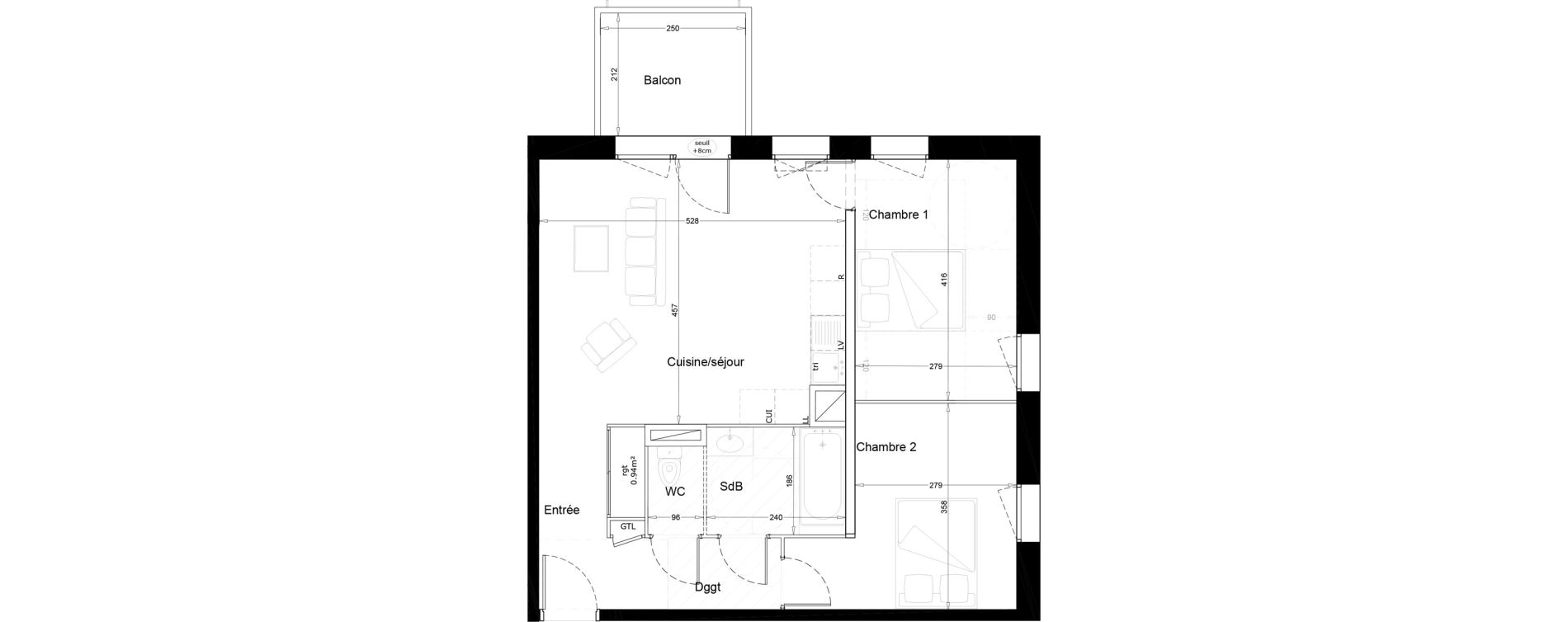 Appartement T3 de 61,20 m2 &agrave; Melun Woodi