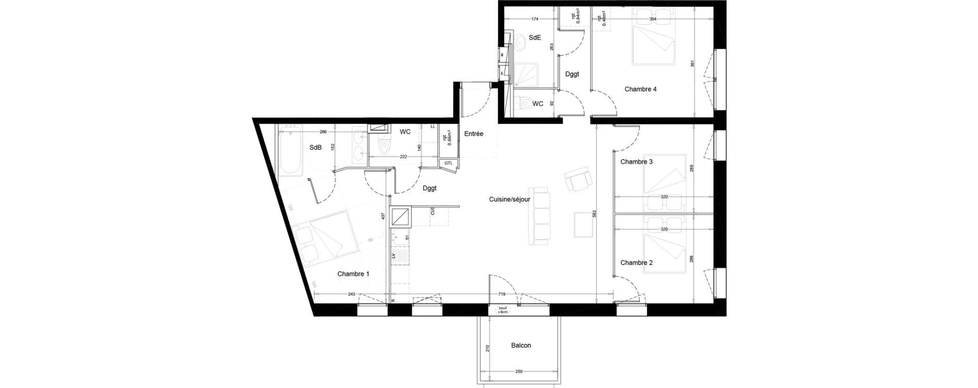 Appartement T5 de 102,20 m2 &agrave; Melun Woodi