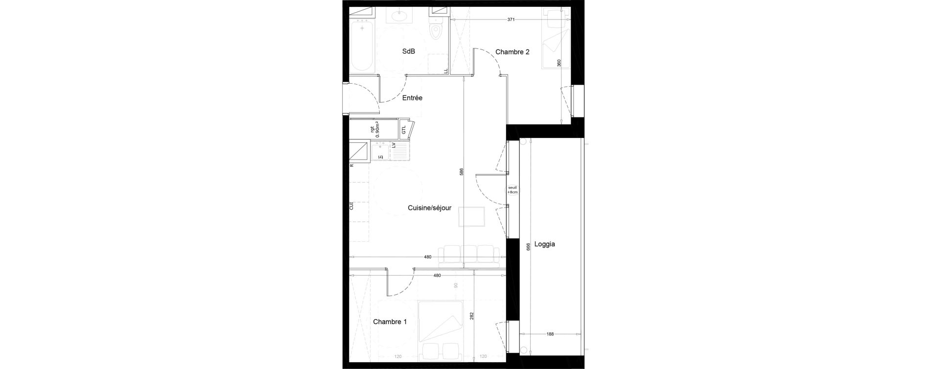 Appartement T3 de 57,30 m2 &agrave; Melun Woodi