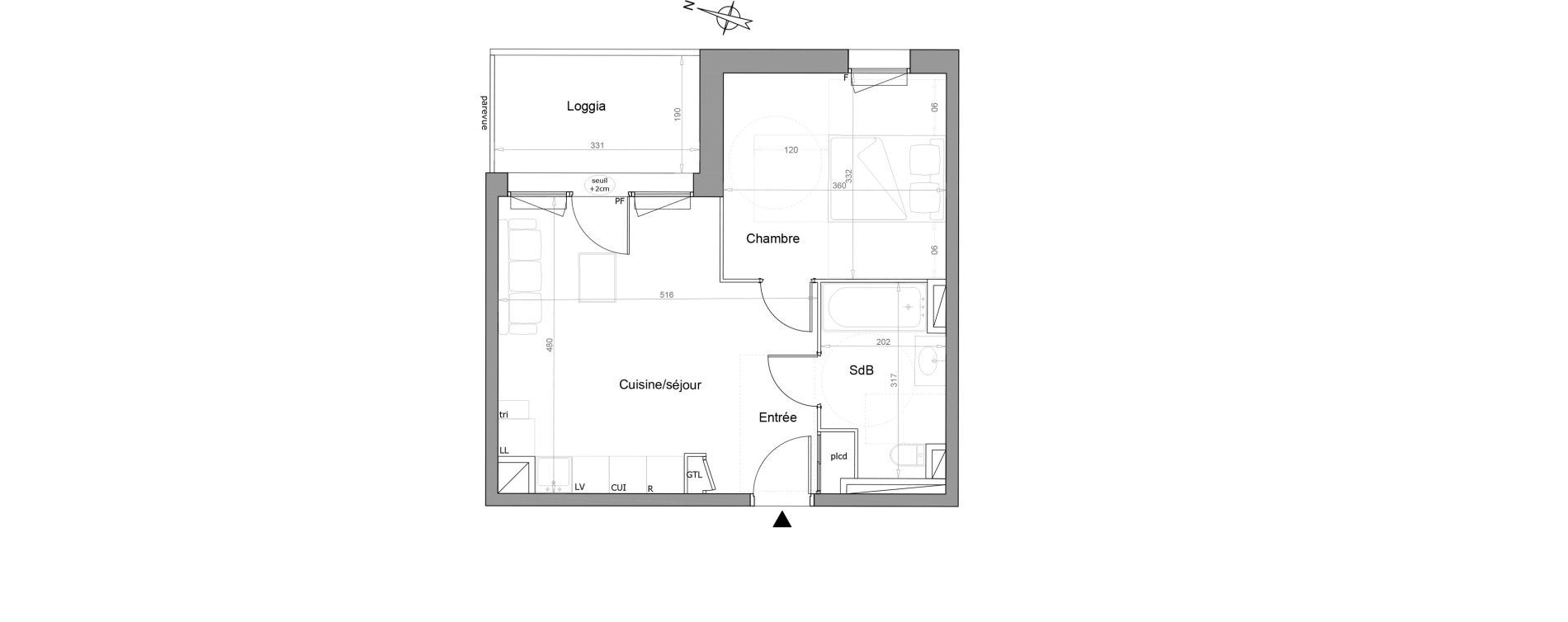 Appartement T2 de 40,00 m2 &agrave; Melun Woodi