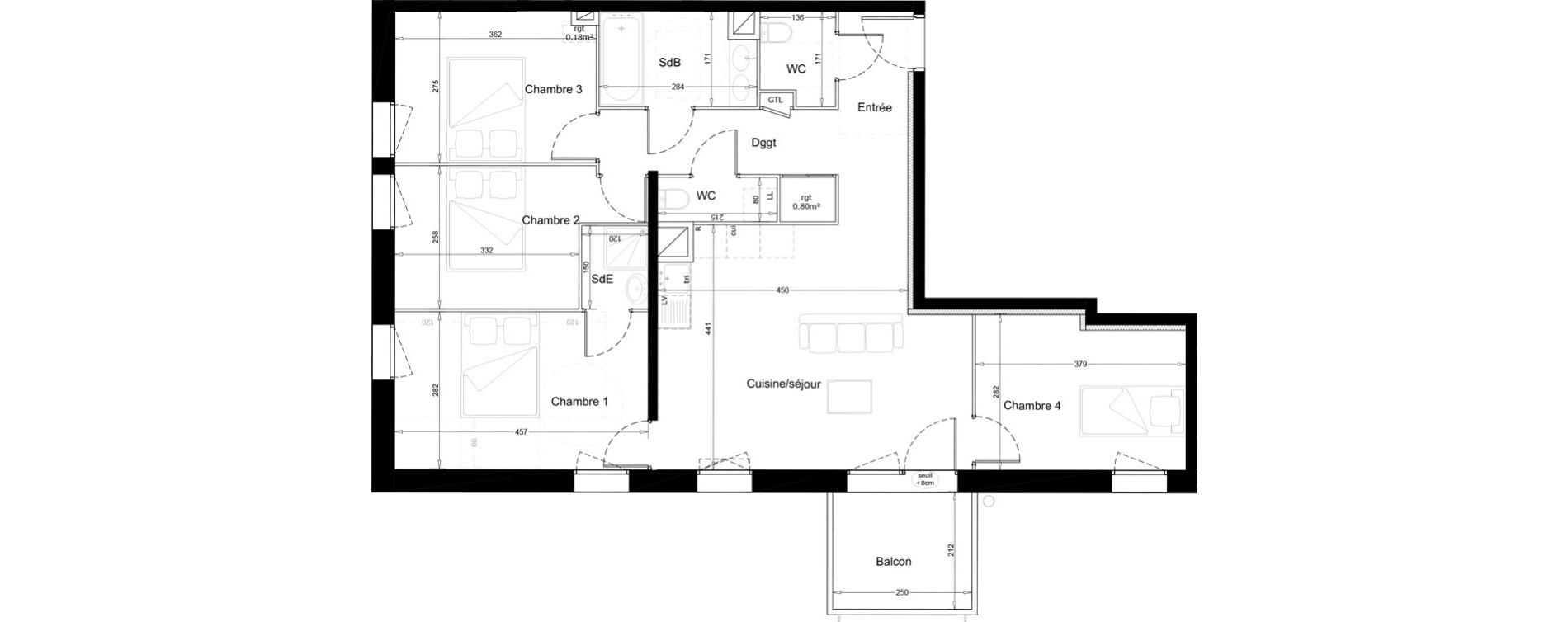 Appartement T5 de 85,50 m2 &agrave; Melun Woodi