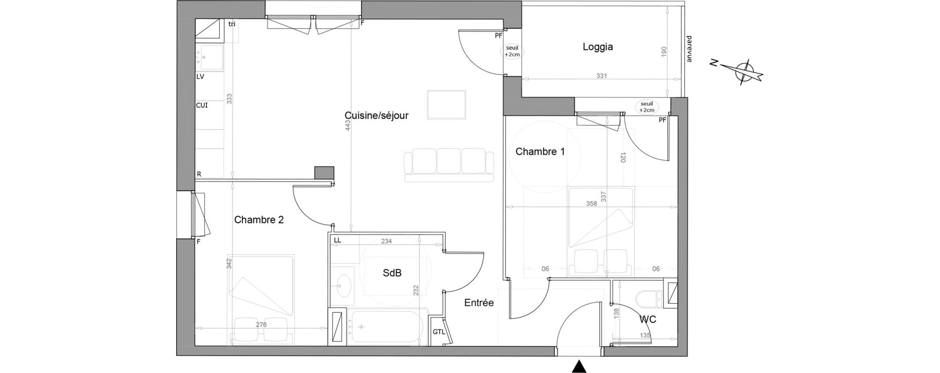 Appartement T3 de 58,90 m2 &agrave; Melun Woodi