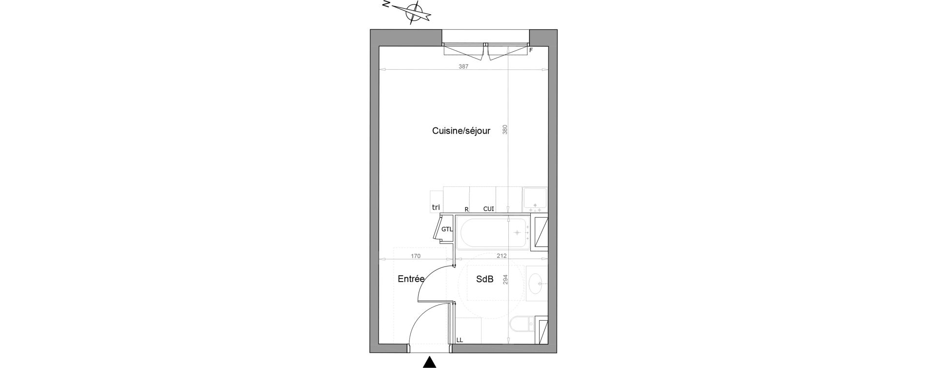 Appartement T1 de 25,30 m2 &agrave; Melun Woodi