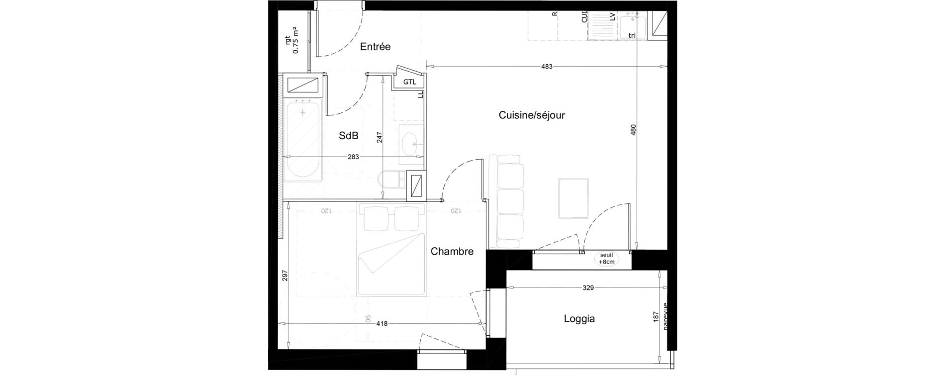 Appartement T2 de 43,90 m2 &agrave; Melun Woodi