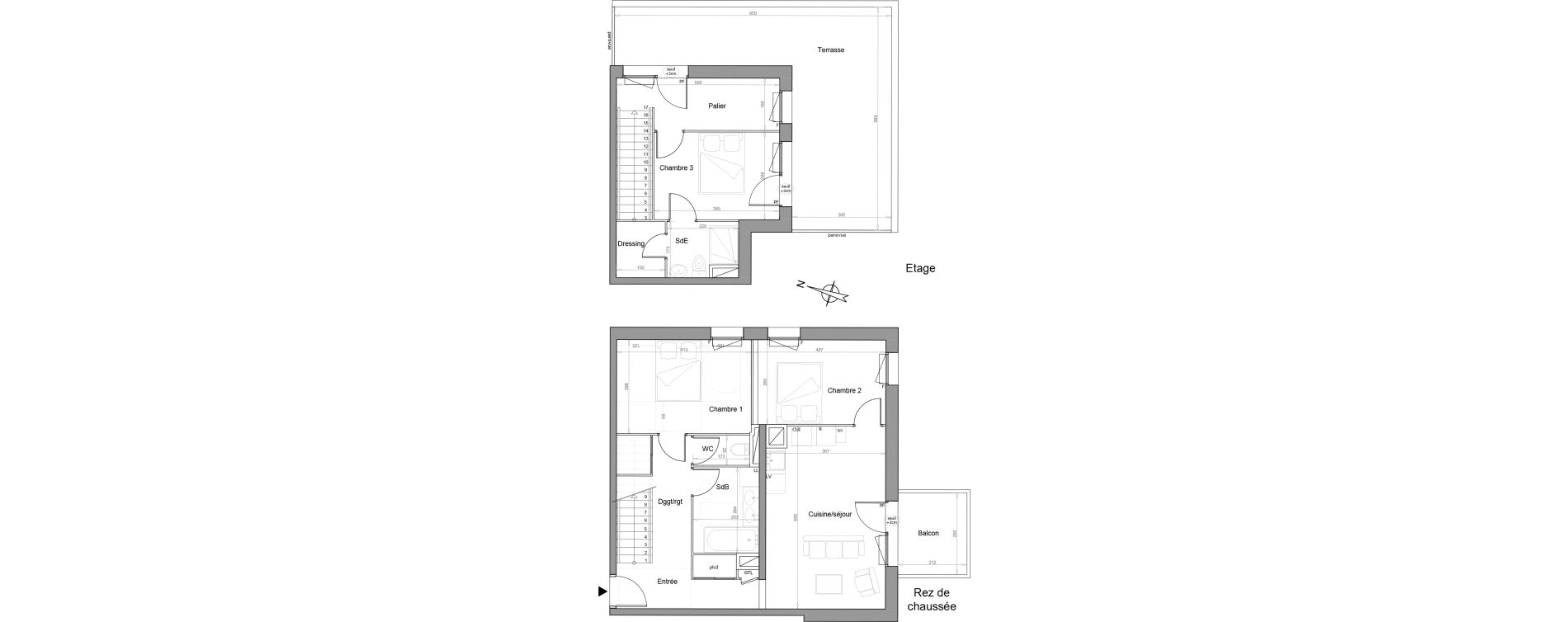 Duplex T4 de 85,50 m2 &agrave; Melun Woodi