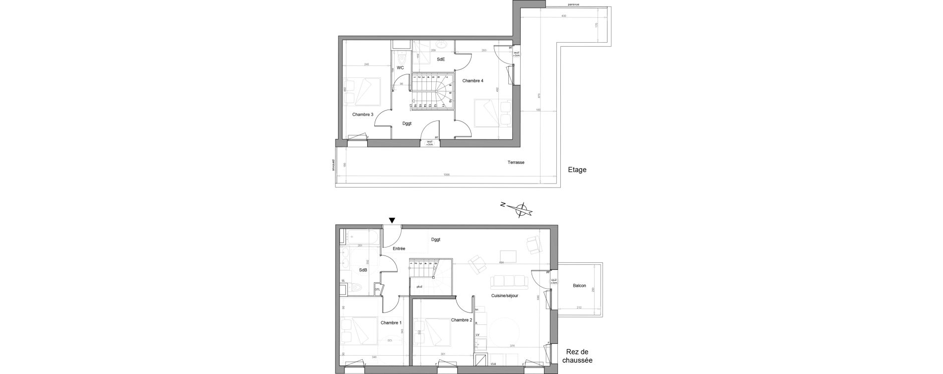Duplex T5 de 101,70 m2 &agrave; Melun Woodi