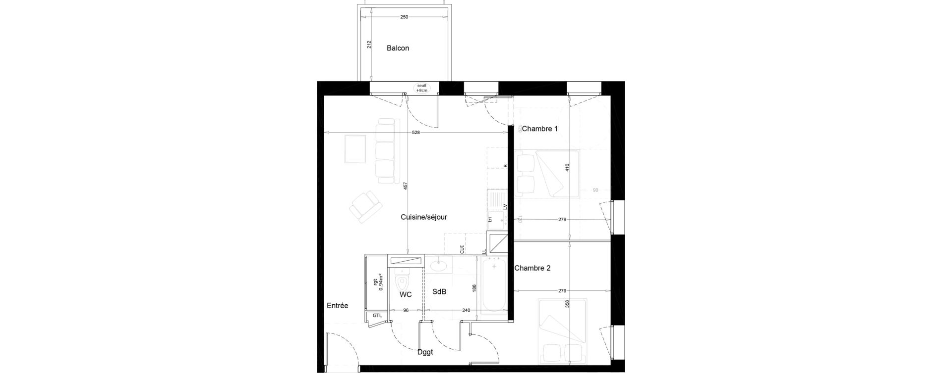 Appartement T3 de 61,20 m2 &agrave; Melun Woodi