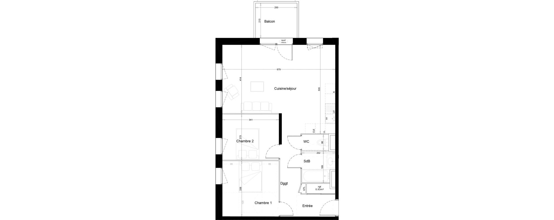 Appartement T3 de 68,10 m2 &agrave; Melun Woodi