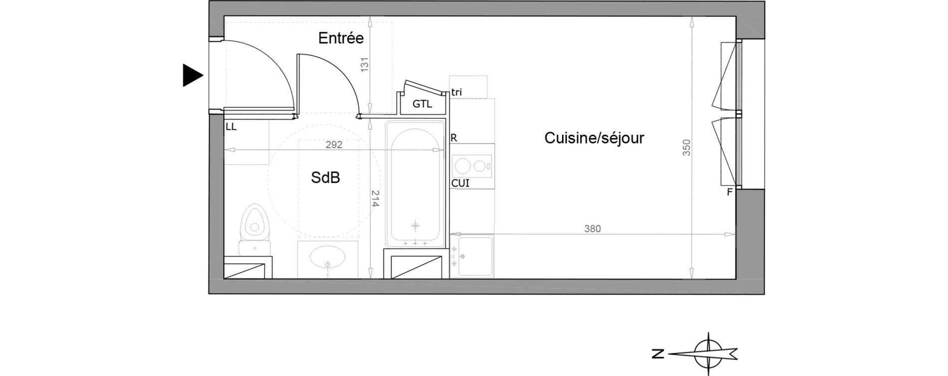 Appartement T1 de 22,90 m2 &agrave; Melun Woodi