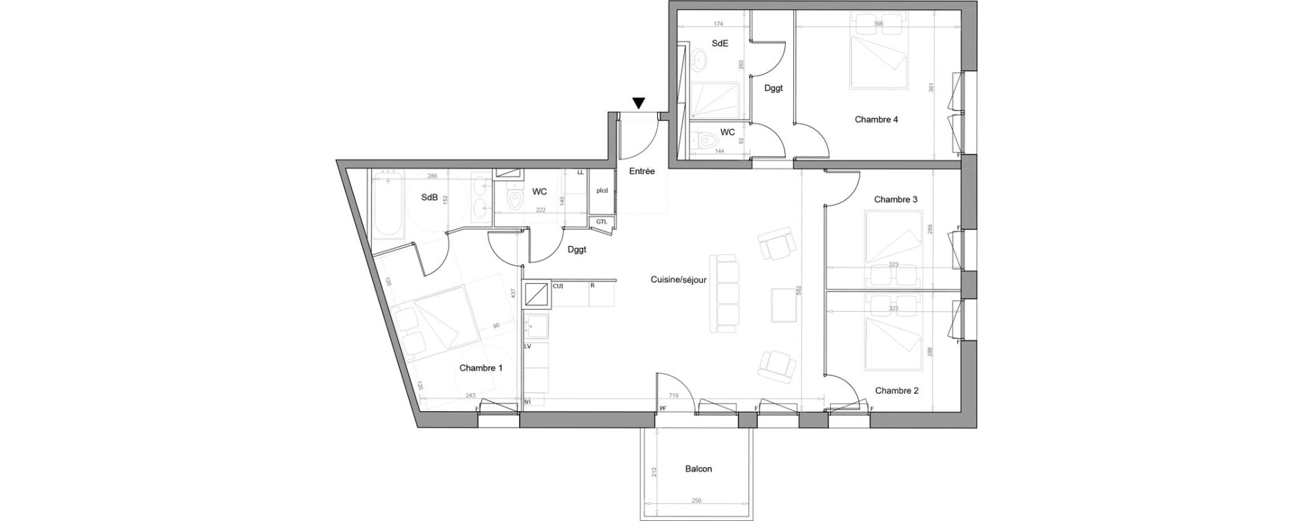 Appartement T5 de 102,40 m2 &agrave; Melun Woodi