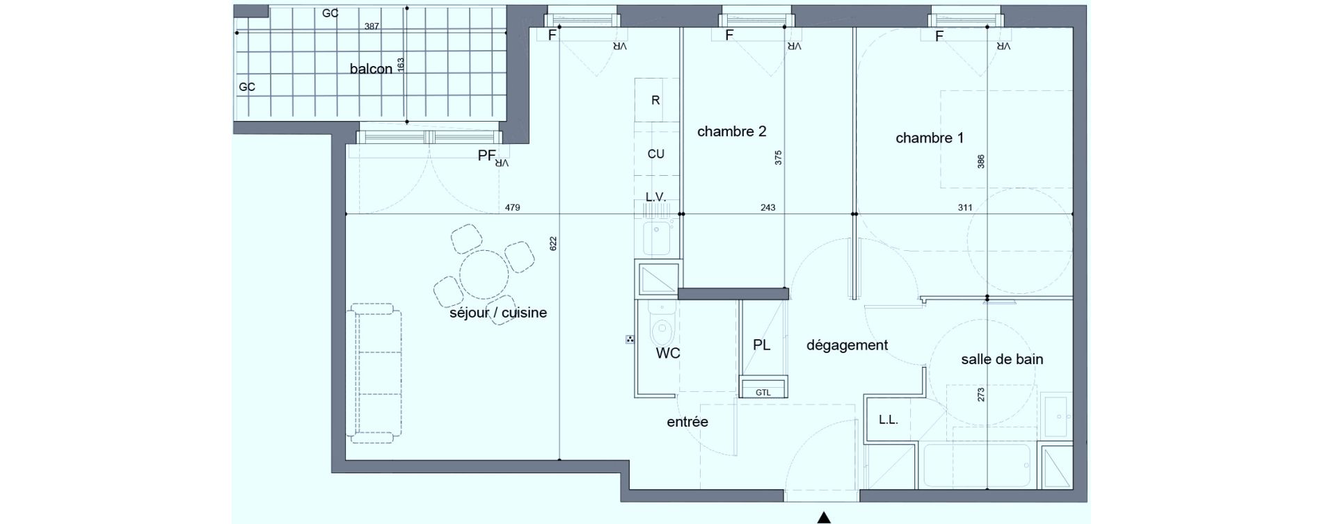 Appartement T3 de 60,90 m2 &agrave; Melun Woodi