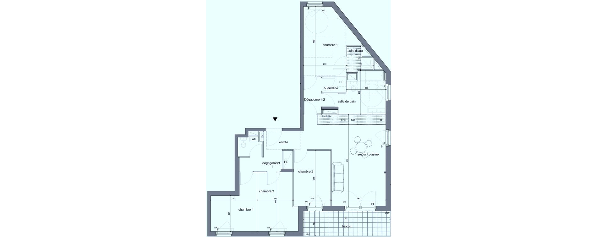 Appartement T5 de 91,40 m2 &agrave; Melun Woodi
