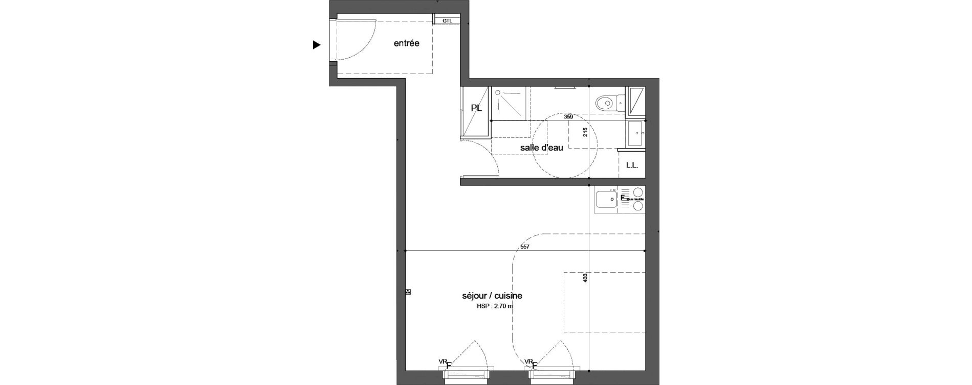 Appartement T1 de 40,30 m2 &agrave; Melun Woodi