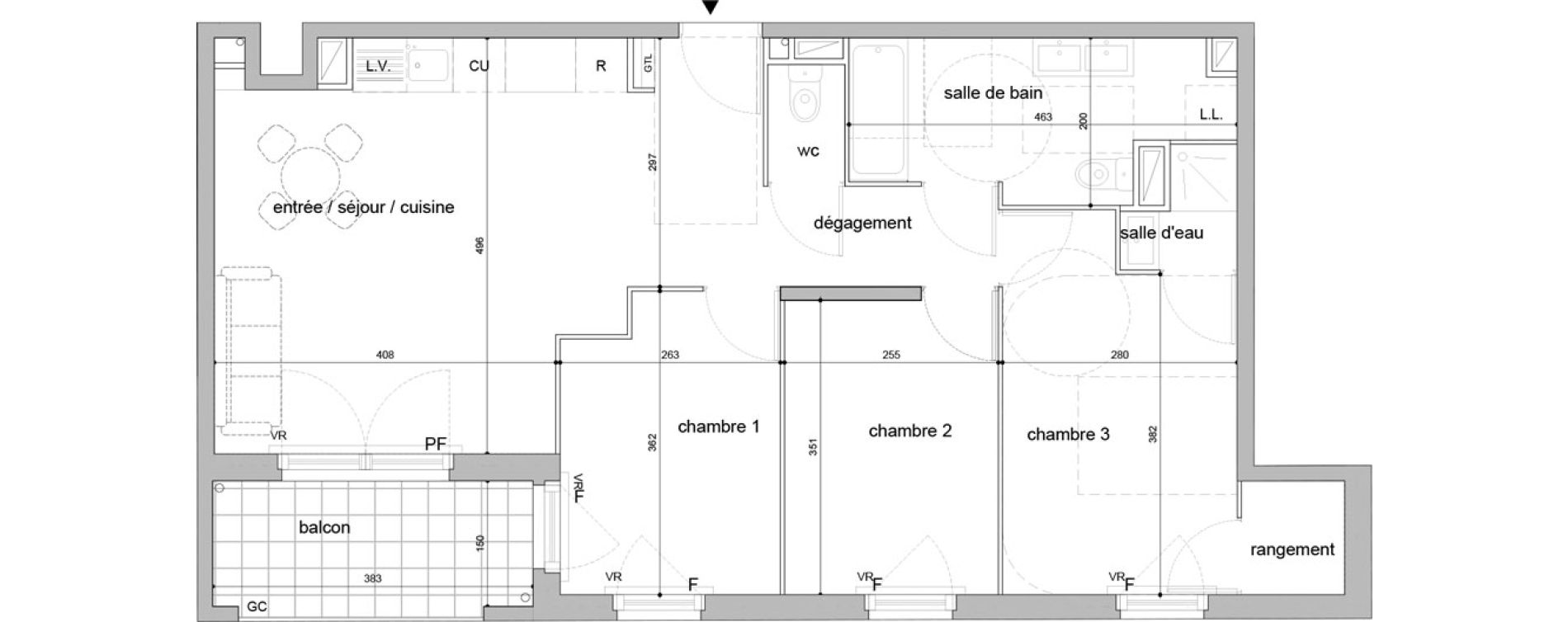 Appartement T4 de 72,30 m2 &agrave; Melun Woodi
