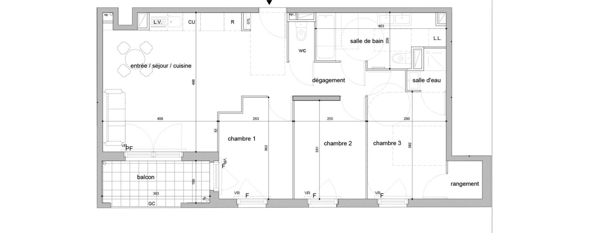 Appartement T4 de 72,30 m2 &agrave; Melun Woodi