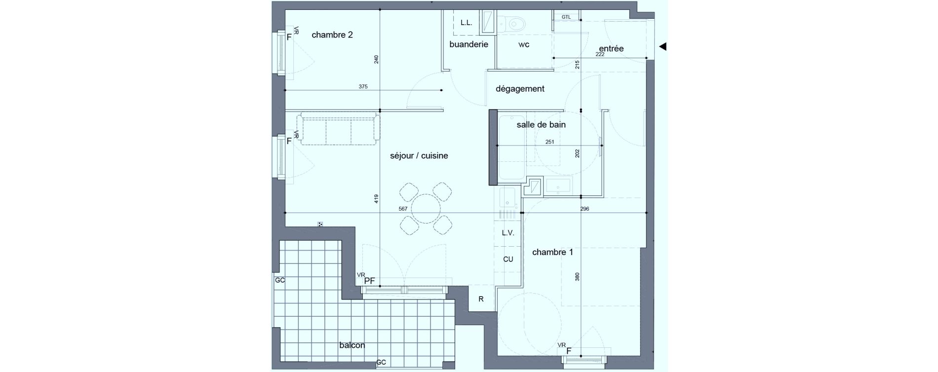 Appartement T3 de 59,00 m2 &agrave; Melun Woodi