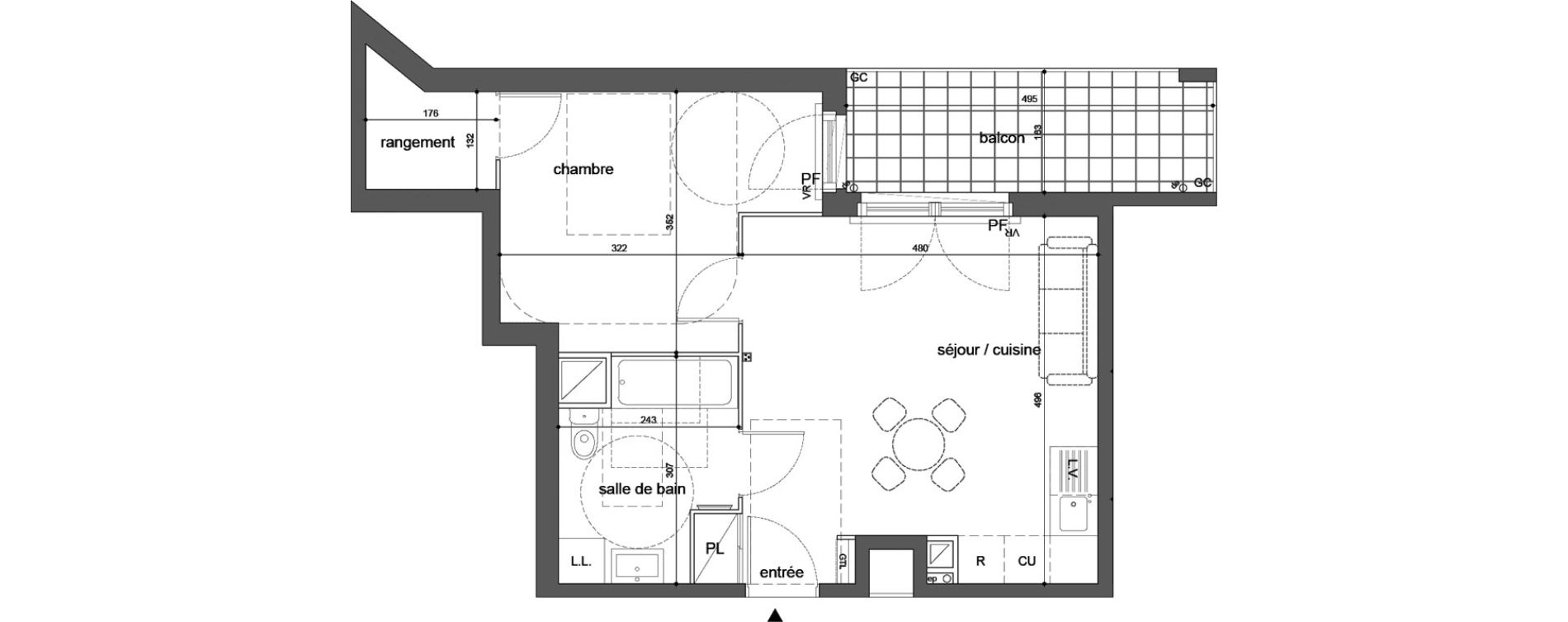 Appartement T2 de 45,10 m2 &agrave; Melun Woodi