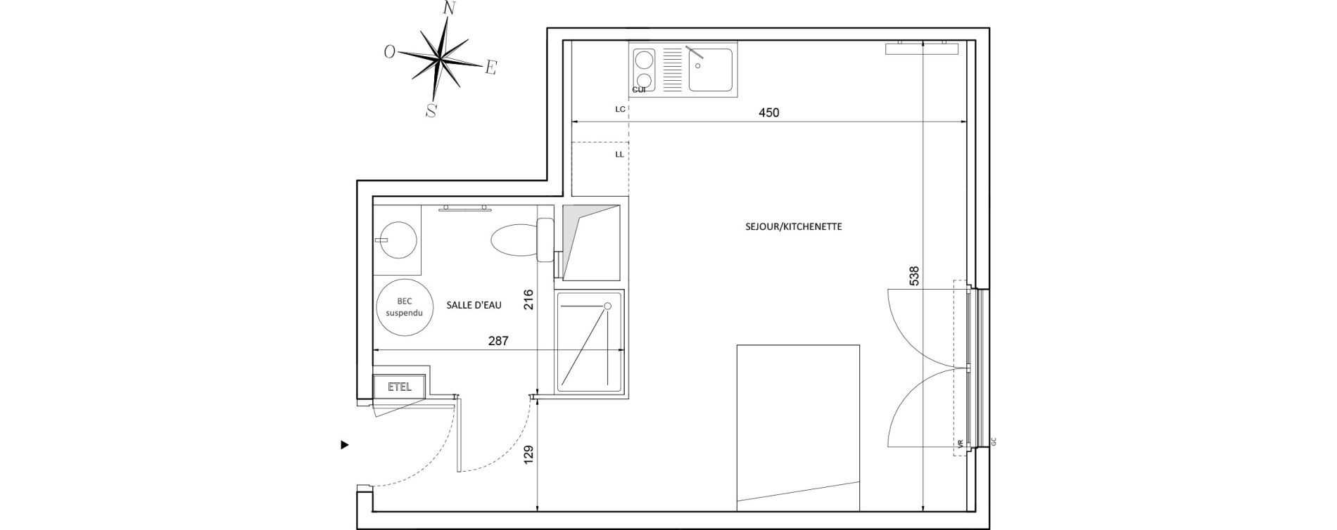 Appartement T1 de 31,00 m2 &agrave; Melun Centre