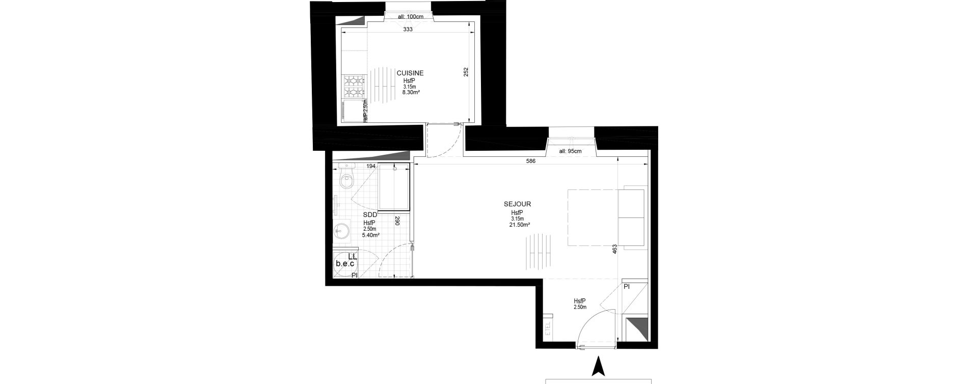 Appartement T1 de 35,20 m2 &agrave; Melun Centre