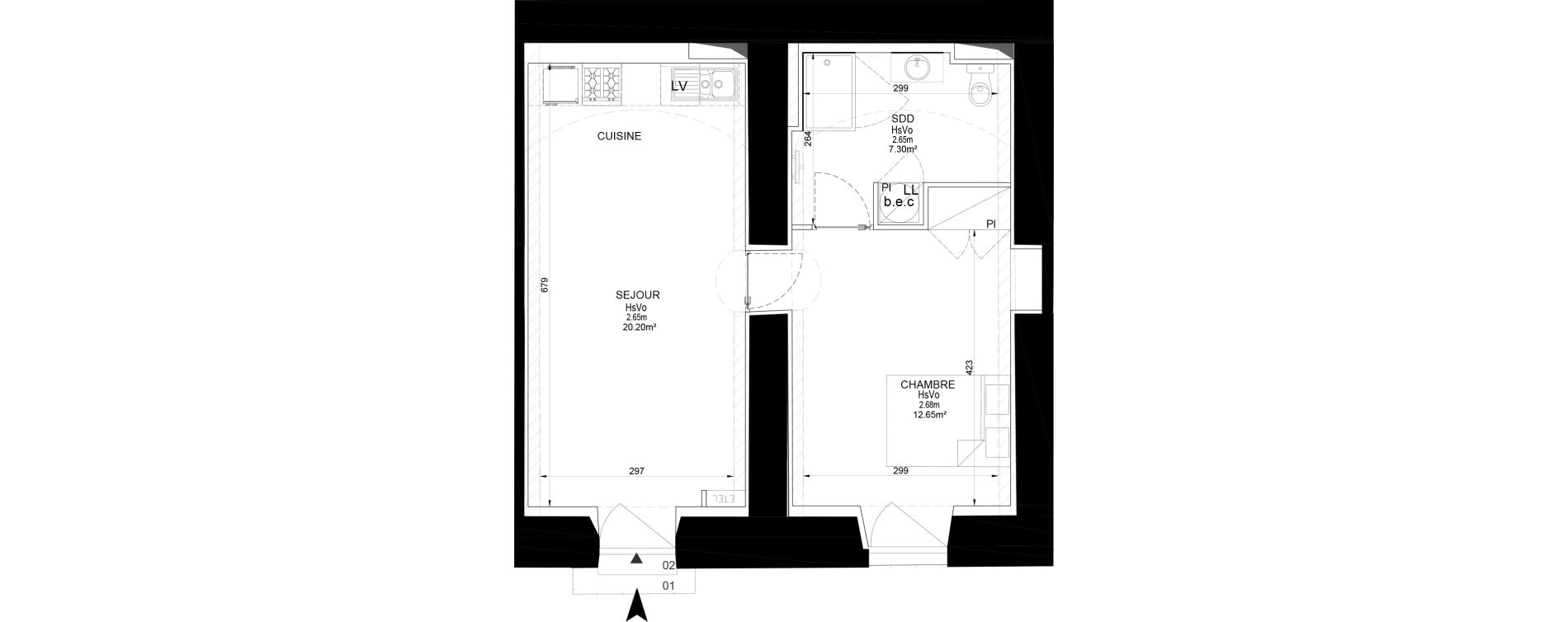 Appartement T2 de 40,15 m2 &agrave; Melun Centre