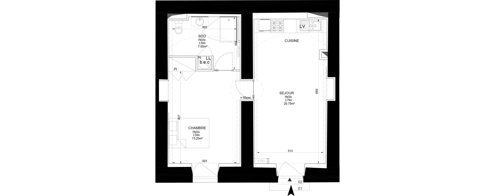 Appartement T2 de 41,00 m2 &agrave; Melun Centre