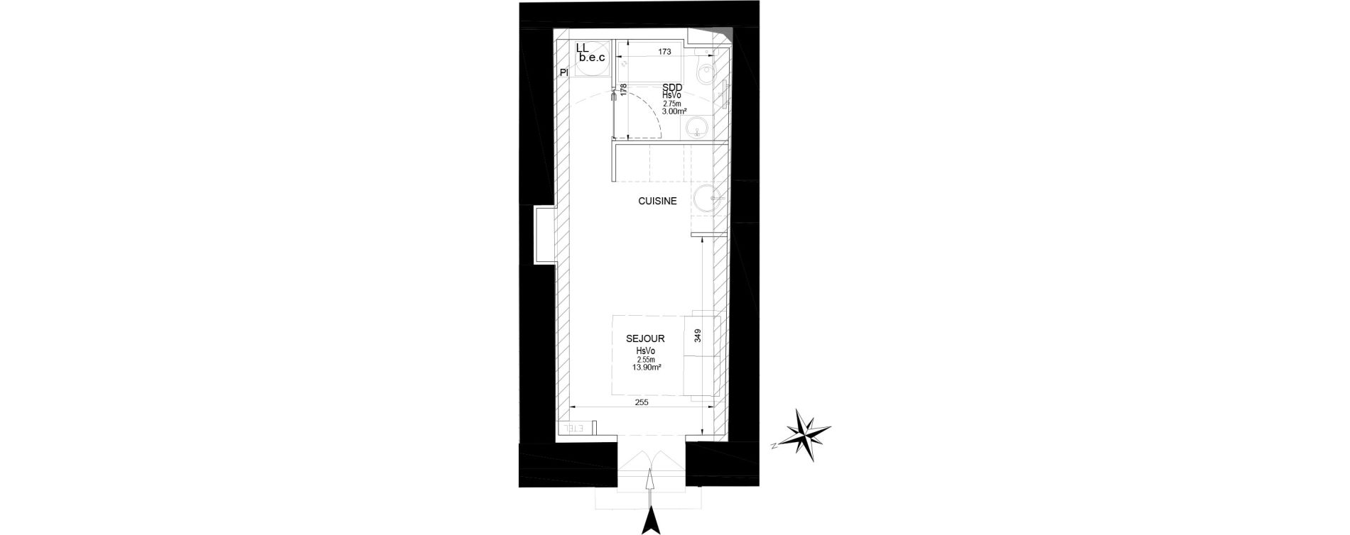 Appartement T1 de 16,90 m2 &agrave; Melun Centre