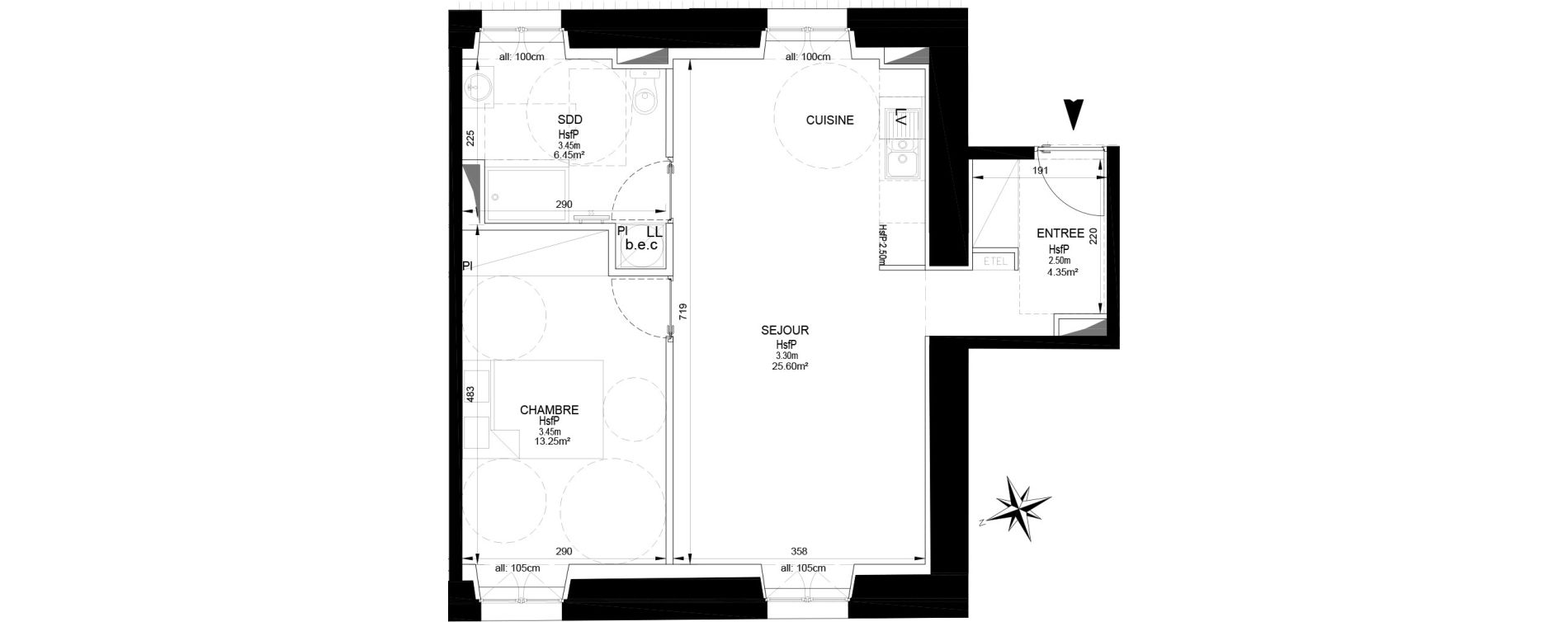Appartement T2 de 49,65 m2 &agrave; Melun Centre