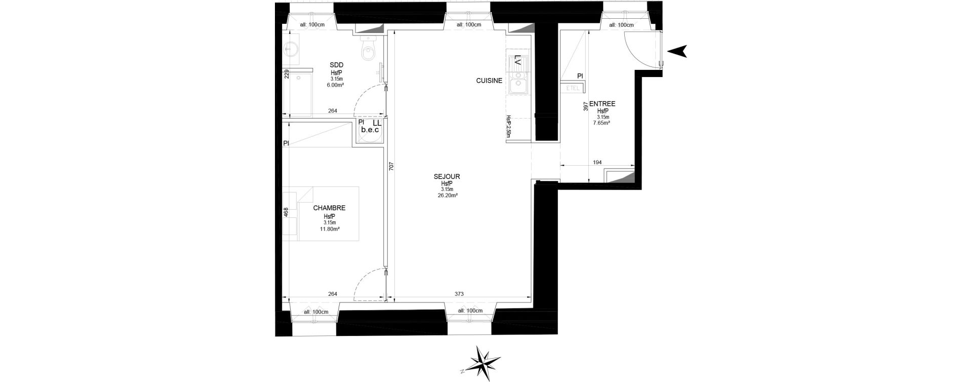Appartement T2 de 51,65 m2 &agrave; Melun Centre