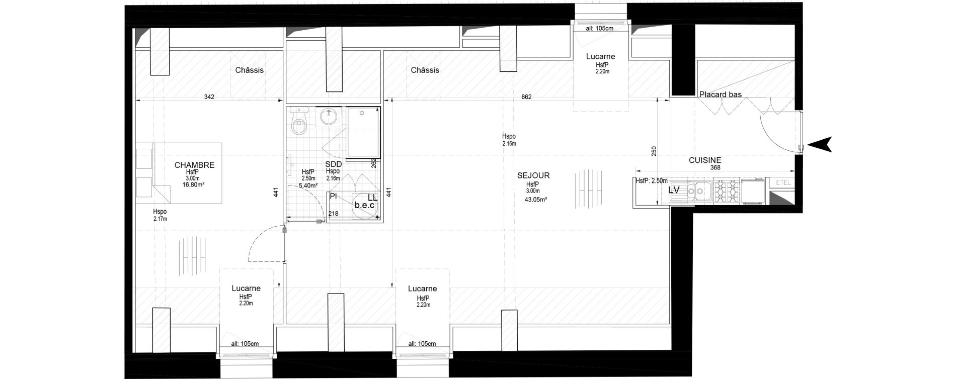 Appartement T2 de 65,25 m2 &agrave; Melun Centre